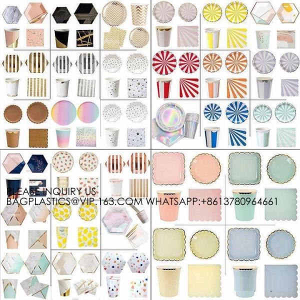 Buy cheap Stamping Edge Hexagon Disposable Tableware Set Wedding Disposable Tableware Customized 7 Inch 9 Inch Printing Plate from wholesalers