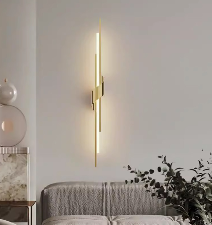 Nordic minimalist light luxury long strip wall lamp simple modern living room TV background wall bedroom bedside mirror grille lamp
