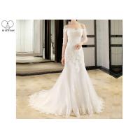 Buy cheap Half Sleeve Ivory Lace Mermaid Wedding Dress Beading Off Shoulder Back Bandage product