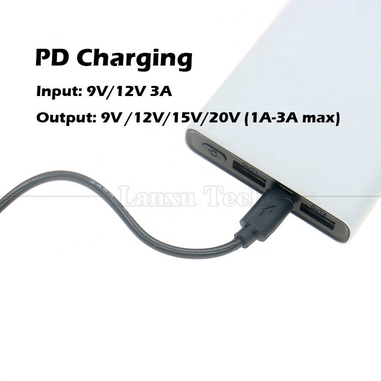 PD Charging 3A 9V 12V 15V 20V USB Type C to DC 5.5x2.1mm Jack Adapter Converter Cable for Wifi Router Modem Projector Camera