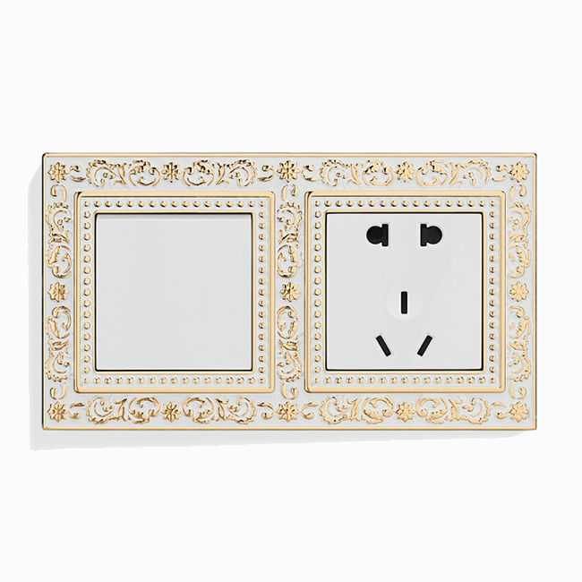 86 Gold White Brass Wall Switches , 220V Vintage Light Switch 91.2mm
