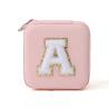 Buy cheap Portable Small Pu Leather Beaded Velvet Pink Jewelry Storage Box from wholesalers