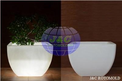 Roto Molded LLDPE Plastic LED Square Planters , Rotational Moulding Manufacturer