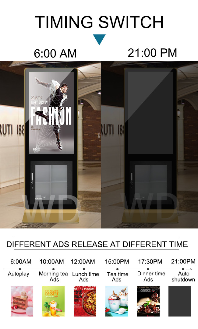 Floor Standing 350 Nits LCD Shopping Mall Digital Signage With File Cabinet