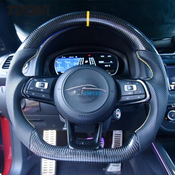 Buy cheap Genuine Leather Steering Wheel Car Carbon Fiber For Volkswagen from wholesalers