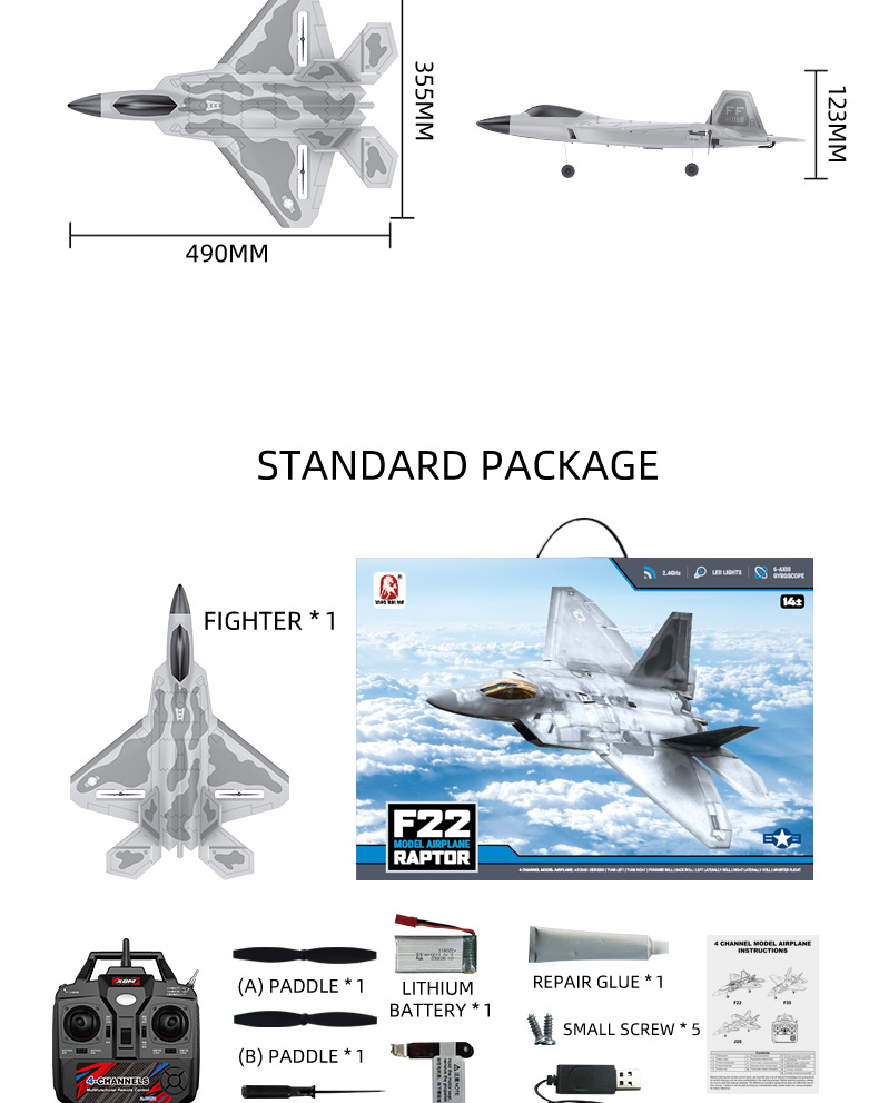 4K UHD Video Capture F22 Fixed Wing RC Airplane Easy To Fly Durable Soft EPP Foam Glider Plane for Outdoor Adventures