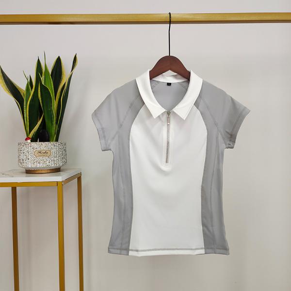Buy cheap Stitching Contrast Color Horse Riding Polo T Shirts Short Sleeve Base Layer from wholesalers