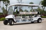 Electric Golf cart leading to the golden autumn harvest in September