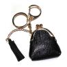 Buy cheap Engraved Logo Black Coin Purse Keychain , Lightweight Black Wallet Keychain from wholesalers