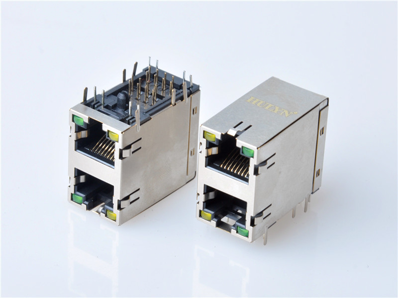 HULYN RJ45Jack, Shielded RJ45 Modular Jack Connector,with LEDs, 2x1 Ports,RJ45 connector LED