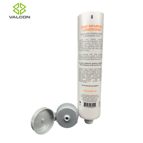 Customized Empty White Tube Packaging Flip Cap 2 Layer HDPE For Hair Conditioner