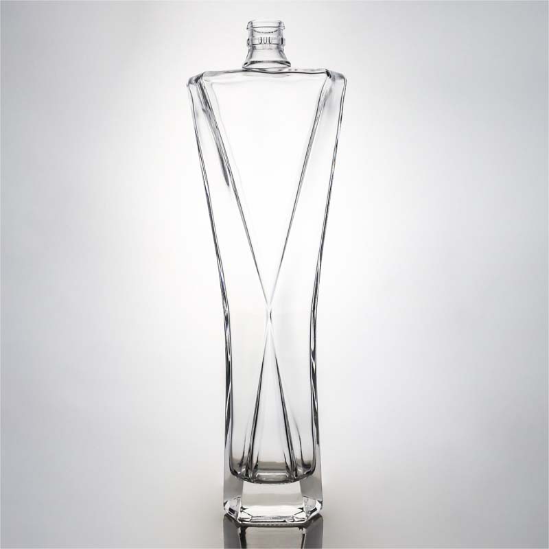 Custom Cap Square Shape Glass Bottle for Industrial Liquor Rum Vodka Whisky Tequila Gin