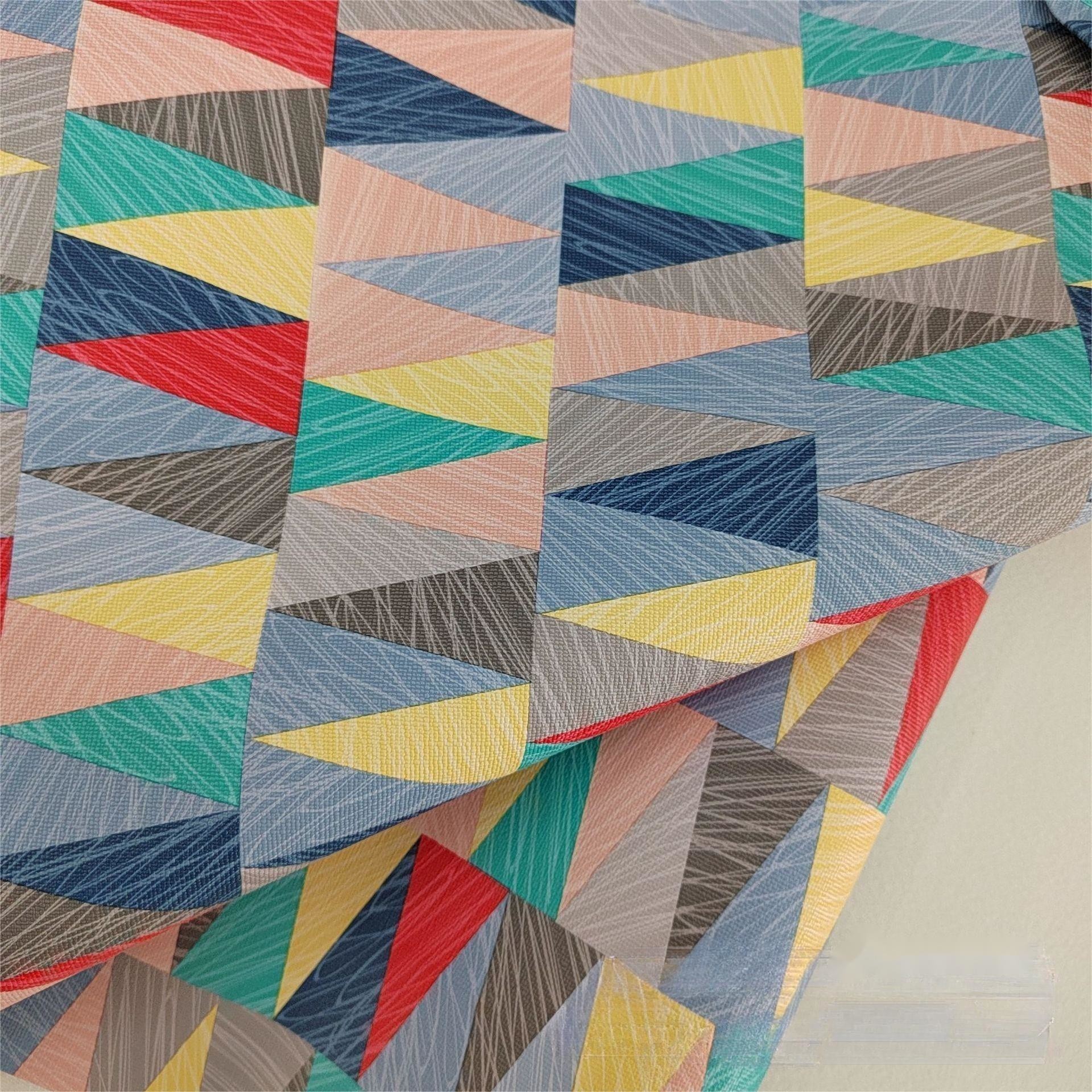 0.8mm Colorful Geometric Design PVC Leather For Handbag Packing Box Phone Case Decoration Usage