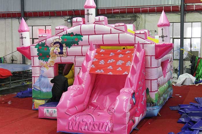 Pink Princess Trampoline with Slide WSC-256 Customized Size
