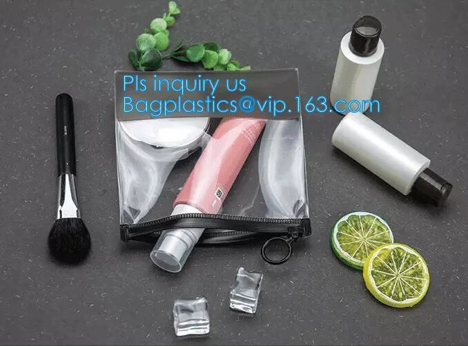 fashion thick clear retail custom printed pvc slider zipper bag, mini plastic zipper cosmetic slider zip bags with print