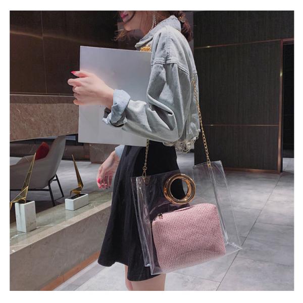 Stylish fancy 2 set pvc lady hand shoulder bag 2019 new portable tote square fashion women ladies handbags