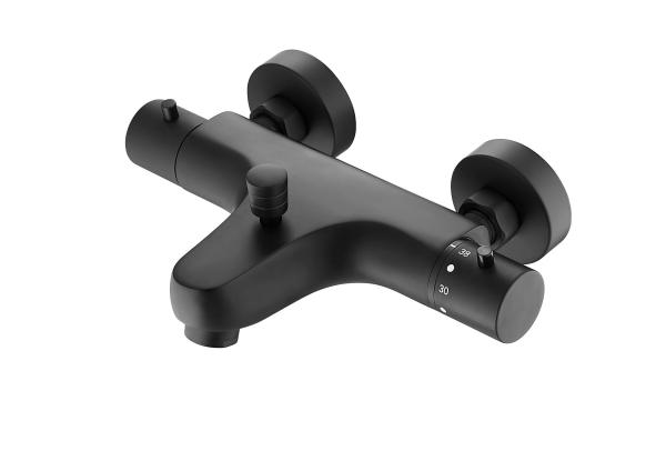 Buy cheap Matt Black Bath Shower 38 Degrees Thermostatic Faucet Dual Handle from wholesalers