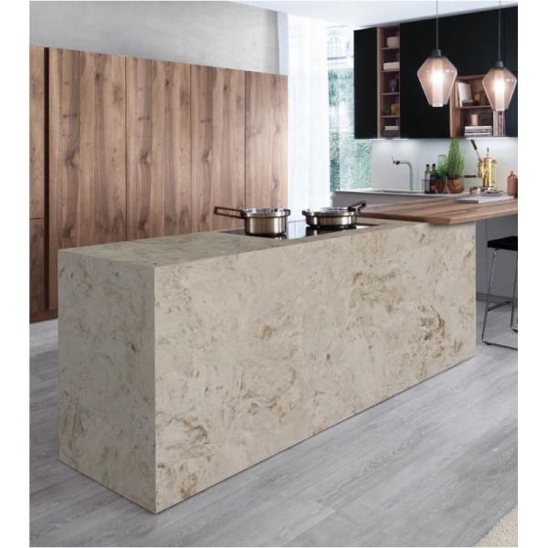 Buy cheap Artificial Gold Vein Quartz Countertop 2cm 3cm Yellow Quartz Kitchen Countertops from wholesalers