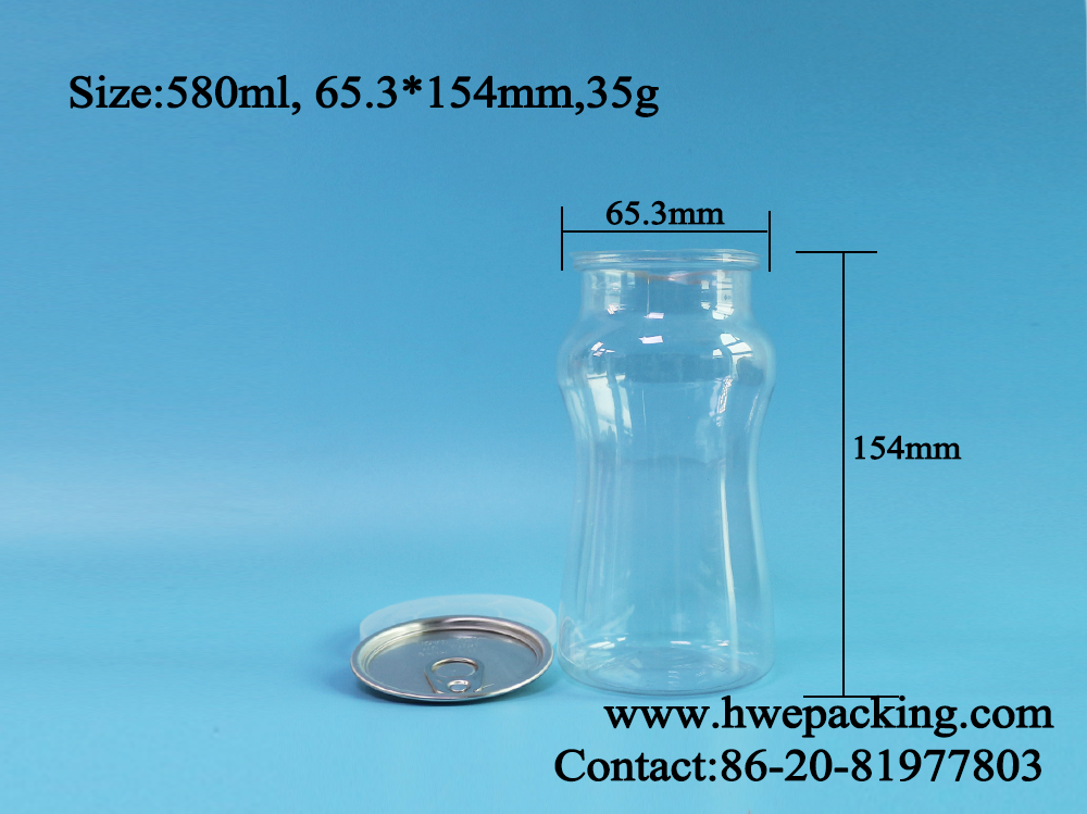 Customized 580ml Easy Open Emtpy PET Can For Food Drinks 19OZ