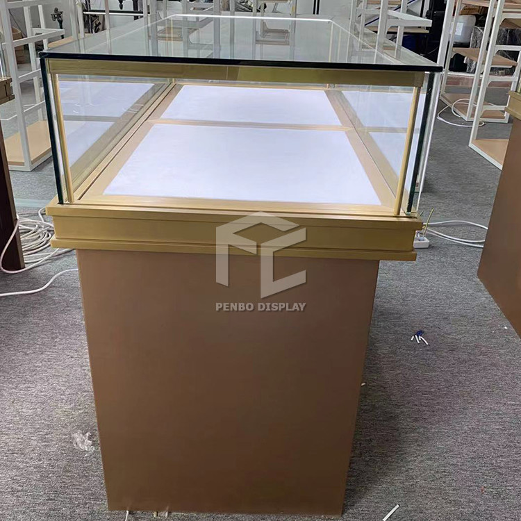 Glossy Metal Jewelry Display Showcase Custom Logo