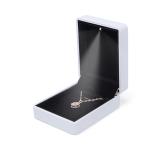 Round White Leather LED Jewelry Box with Custom Logo and Silk Screen Print from