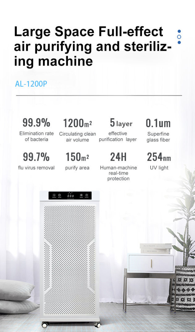 1200m3/h Portable Plasma Air Purifier 150m2 CADR 600 Photocatalyst