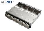 4 Ports Ganged SFP+ Shield Cage Connector 1x4 with Light Pipe and EMI Gasket