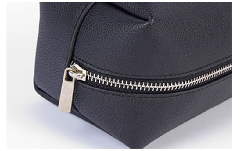 Design High Quality Pure Color PU Leather Cosmetic Toiletry Travel Bag