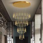 Long modern crystal chandelier for staircase luxury home decor nordic led