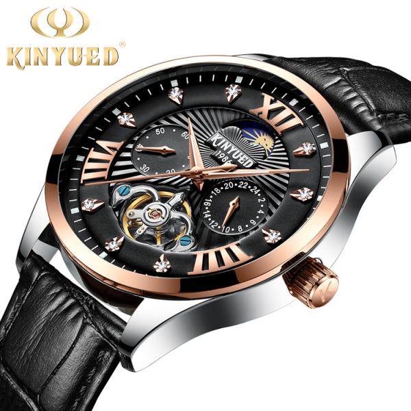Buy cheap Fashion brand KINYUED mens watch tourbillon movement moon phase mechanical automatic watch luxury from wholesalers