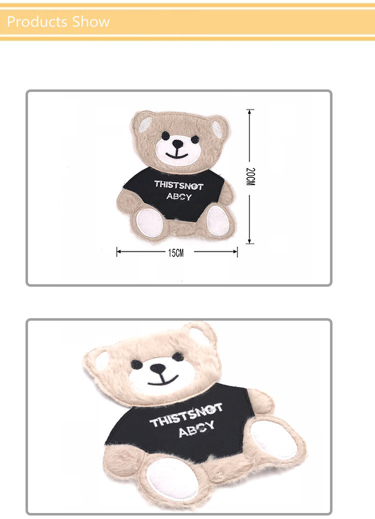 Custom Logo Eco Friendly Teddy Bear Patch , Cartoon Sew On Patches For Kids Blouse