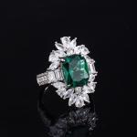925 Sterling Silver Jewelry Created Emerald Ruby Gemstone Luxury Ring