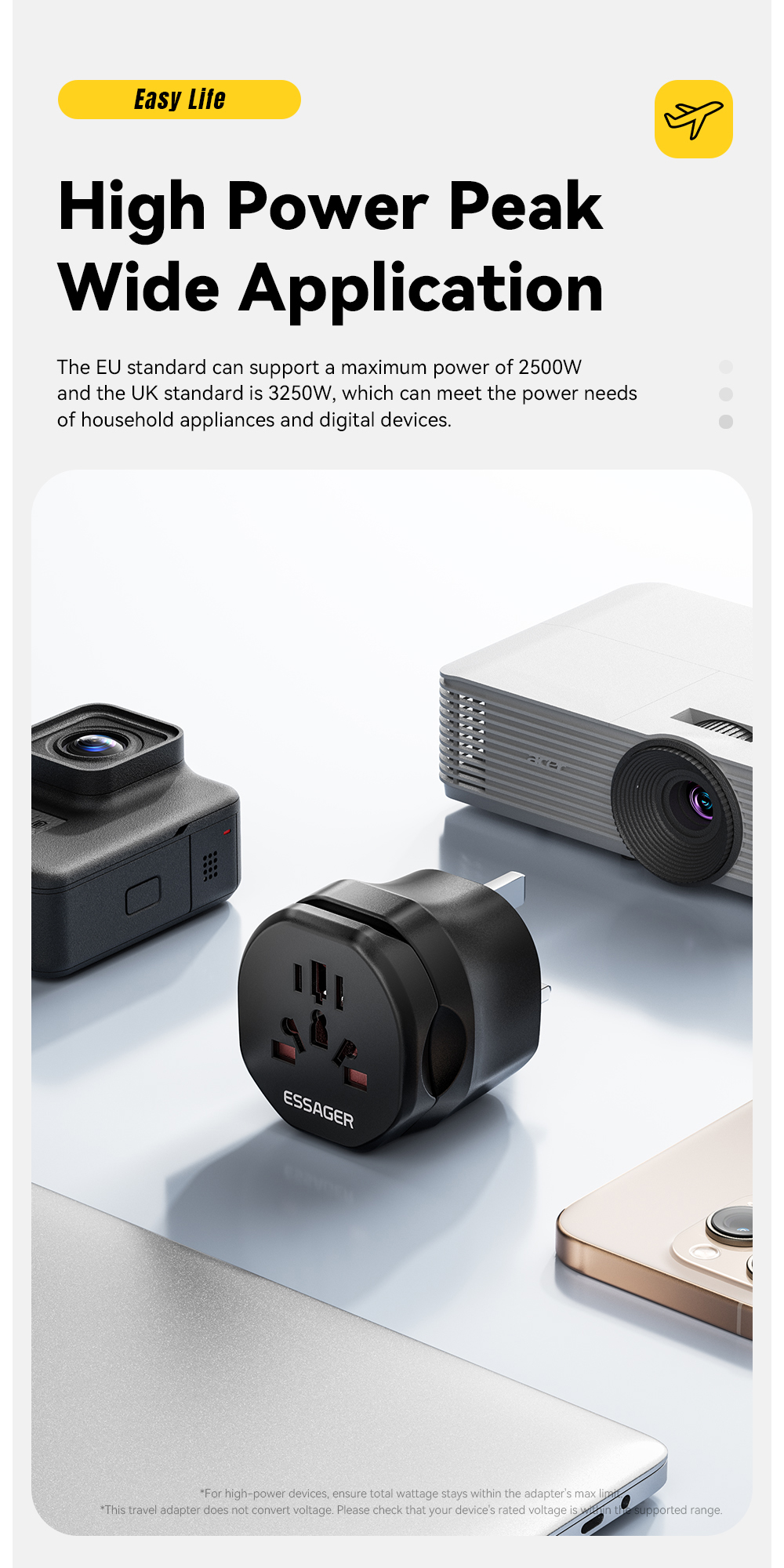 ESSAGER WL-033-WL-09 Series EU UK to Universal UK to EU Travel Power Adapter