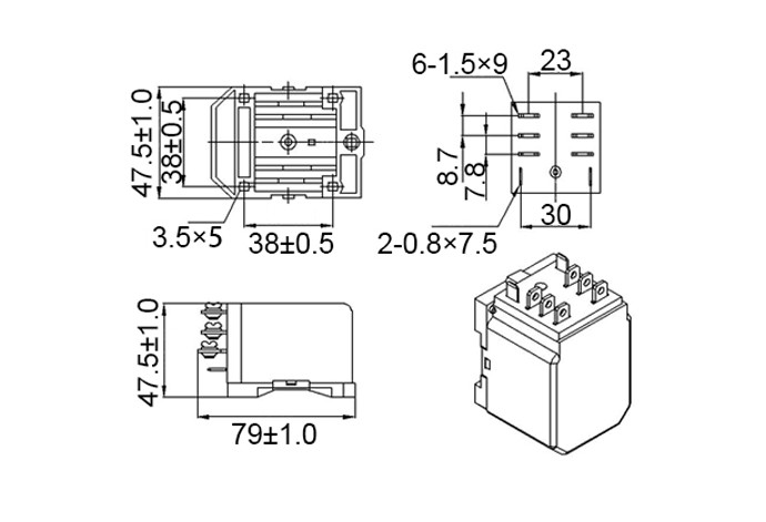 WJ179F JQX-40 40A 8pin Dual ways high power relay for Mass Transfer