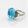 Buy cheap Sterling Silver Cubic Zircon Ring 12mm x14mm Oval Dome Cut Blue Topaz Ring (R149) from wholesalers