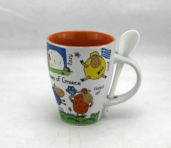 Buy cheap Promotional Ceramic Coffee Mugs With Spoon 11OZ Decal Logo Glossy Color Eco Friendly from wholesalers