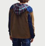 100% Cotton Mens Fashion Casual Shirts Full Sleeve With Blocked Hooded