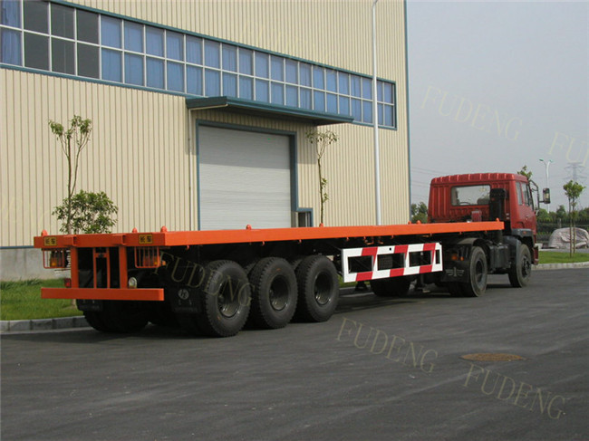 3 Axle 20ft 40ft Container Transport Flatbed Container Trailer / Flatbed Semi Trailer