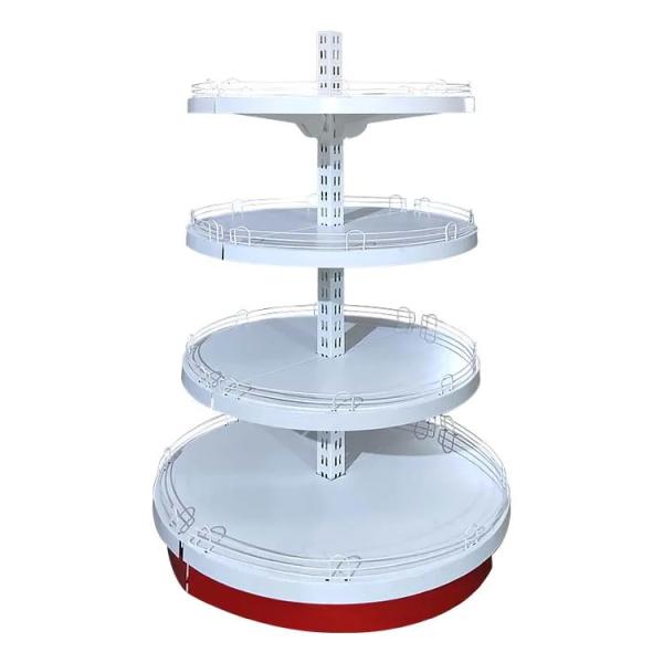 Buy cheap White Round Store Display Shelves Gondola Cosmetics Supermarket Display Rack from wholesalers
