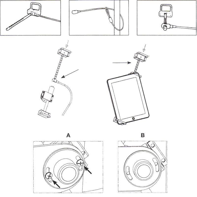 COMER anti-theft tablet panel computer bracket with high security lock desk display stands holders