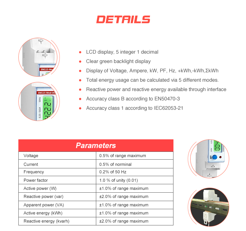 Electricity Meter with MID Certificate Measuring Energy Range 0-99999.9 KWh
