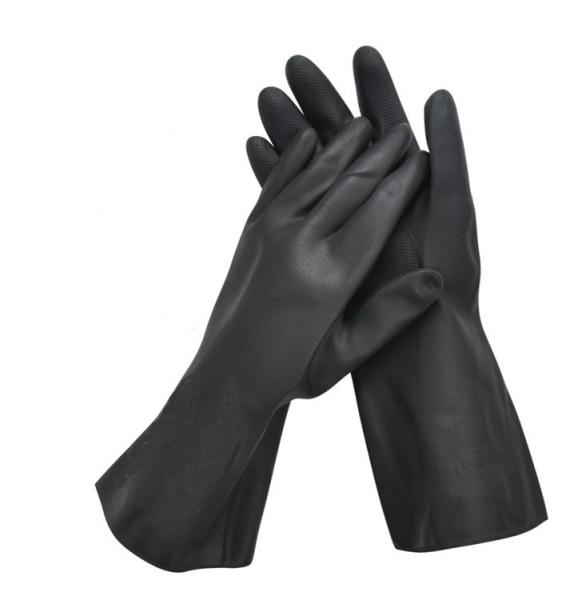 Buy cheap Alkali Resistance Neoprene Chemical Gloves 330mm Flock Lined Black Neoprene Gloves from wholesalers