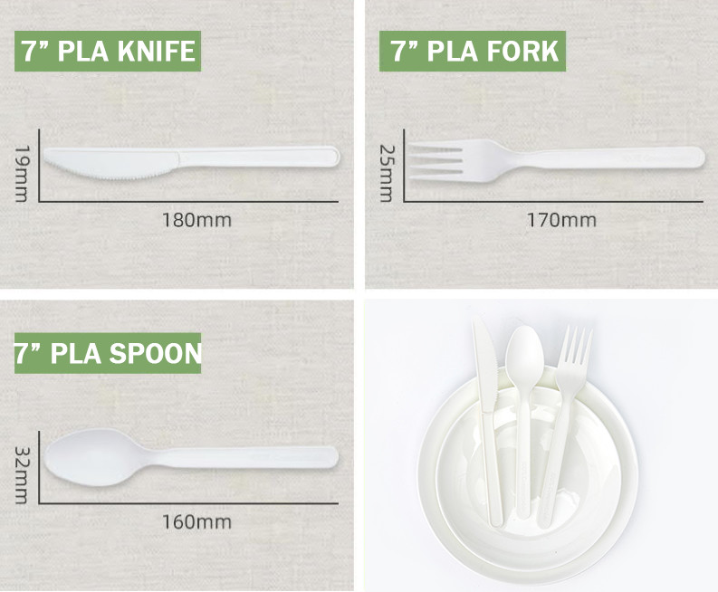 Wholesale CPLA Biodegradable Cutlery Eco Friendly Cornstarch Fork Wrapped Cornstarch Fork