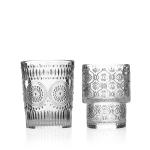 Retro Crystal Clear Coffee Drinking Glasses Cup Ripple Glassware Embossed
