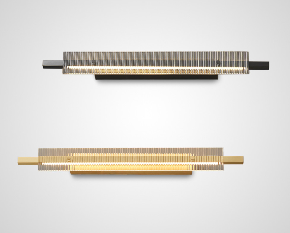 All-copper Italian wall lamp living room grille background wall lamp modern high-end light luxury minimalist long strip bedroom wall lamp