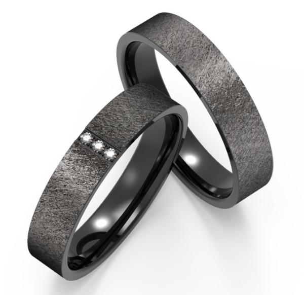 Buy cheap Black Titanium Fashion Men Jewelry Domed Inlaid Zircon Polished Couple Ring from wholesalers