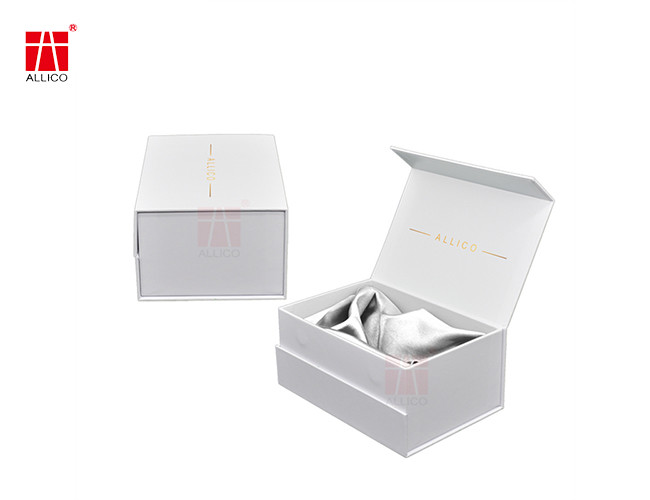 Large White Collapsible Box With Magnetic Closure Rectangle Present Box