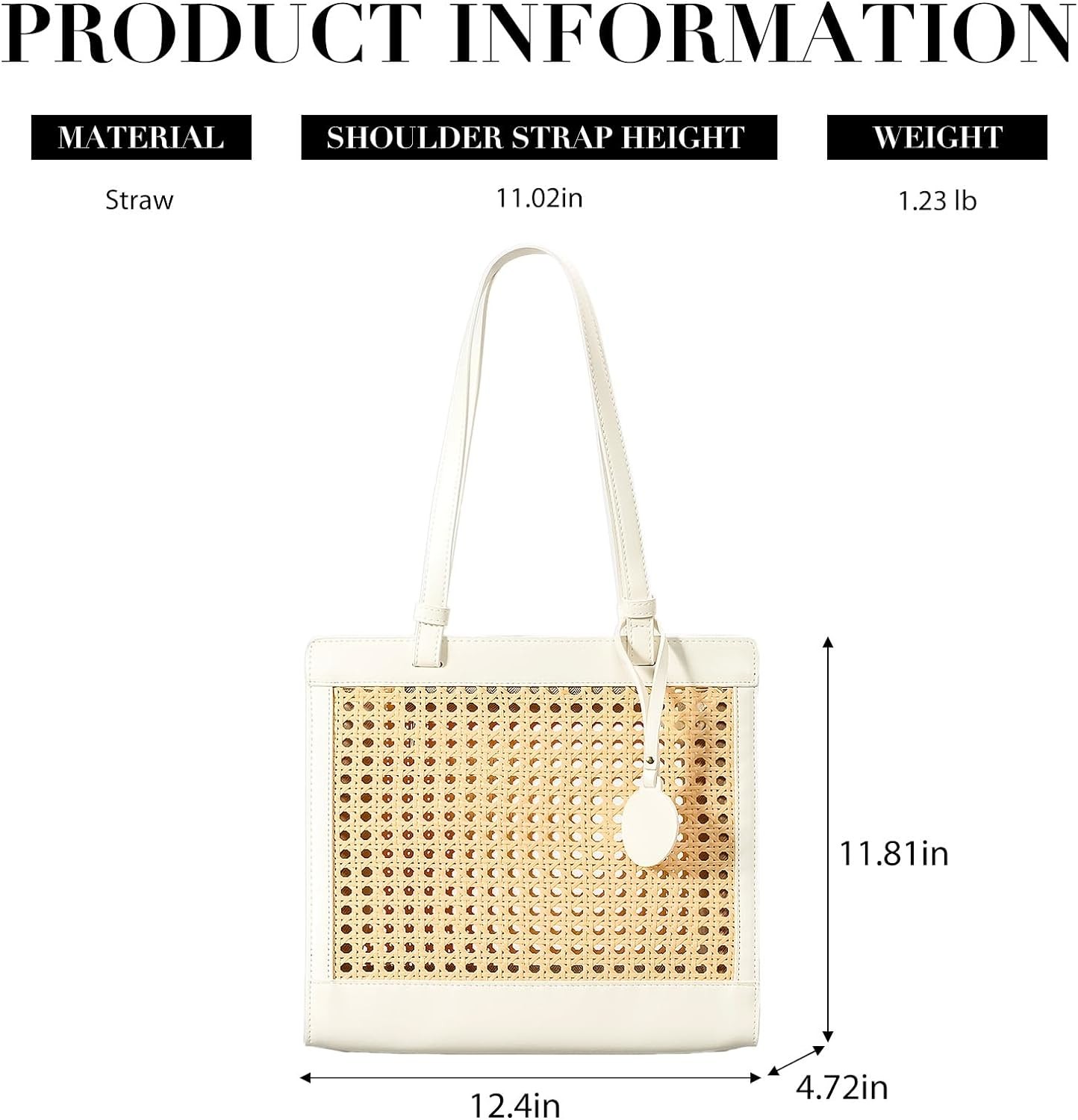 STRAW BEACH BAG FOR WOMEN SUMMER WOVEN RATTAN TOTE BAG STRAW PURSES AND HANDBAGS FOR VACATION WITH PENDANT