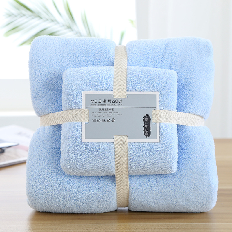 Everyone Age Group Customized Logo Coral Fleece Towel Set 2 Piece Microfiber Towel
