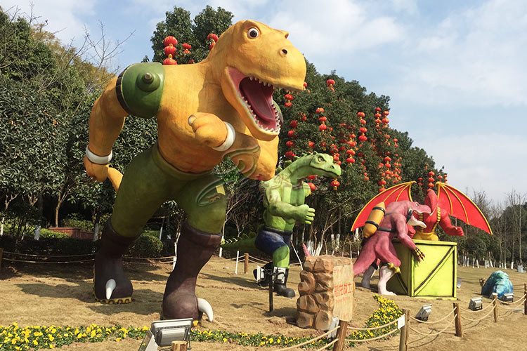 Park Ornamental Custom Fiberglass Products Marvel Character FRP Dinosaur